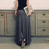 Women Maxi Skirt Adjustable Drawstring High Waist Side Slit Large Hem Long
