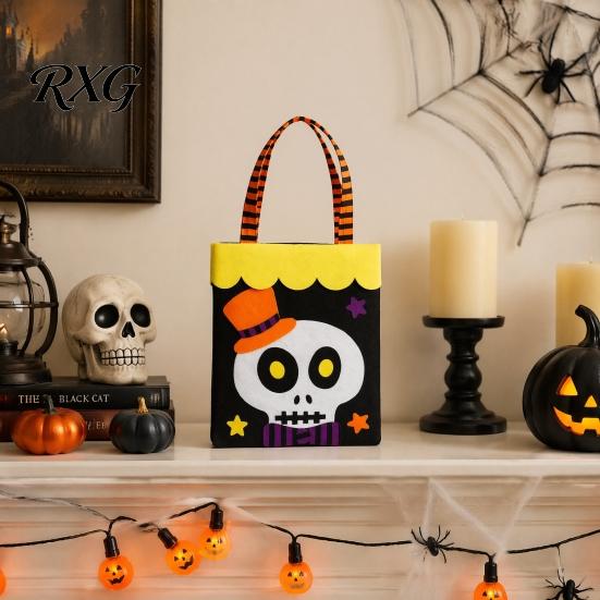 Decorative Halloween Bags Candy Bag, Cute Pumpkin Ghost Tote for Kids, Spooky Cartoon Pattern Treat Bag Party, Trick or Favor Gift