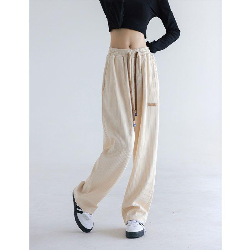 Women's High Waist Ice Silk Wide-Leg Drape Pants - Japanese Yamamoto Style, Loose & Pleated for Lazy Summer Days