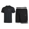 Футболка с коротким рукавом и круглым вырезом с логотипом и цветными блоками, шорты на шнурке, повседневный спортивный комплект, мужские комплекты, черный цвет CZ1182-011+DH7161-010