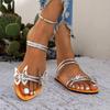 Summer New Round Toe Flat Stereo Butterfly Cutout Slippers Women Plus Size Soft Sole Non-slip Casual Beach Sandals