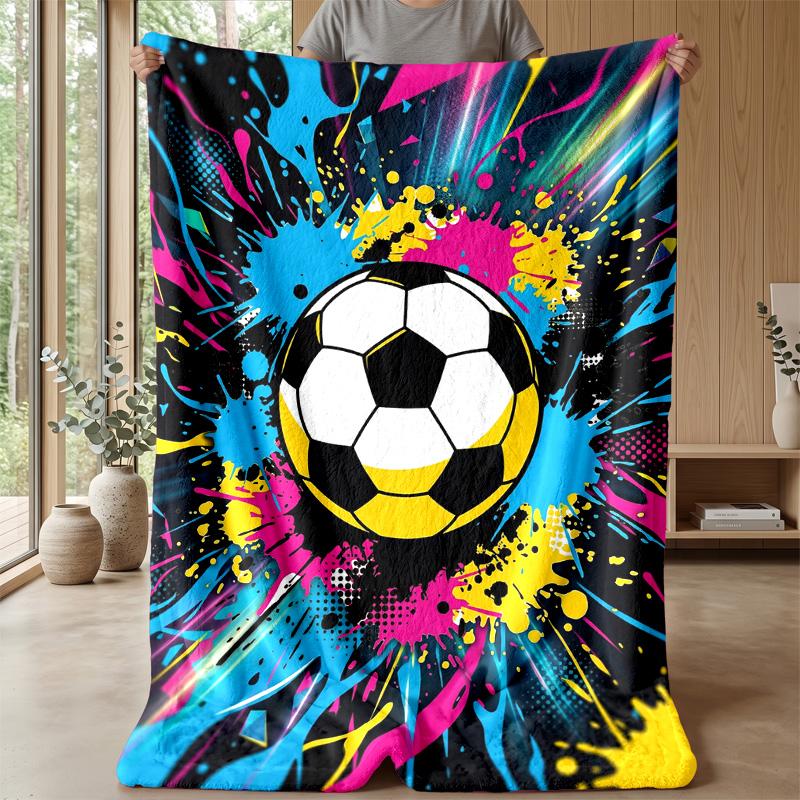 Soccer Ball Splash Art 4 Theme blanket Lightweight Warm Flannel Blanket Decorative Throw Blanket for Home Decoration