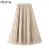 Double-sided Pleated Skirt, Gauze Skirt, Half-length Autumn Plus Size A-line Skirt, New Style Belly-covering Skirt