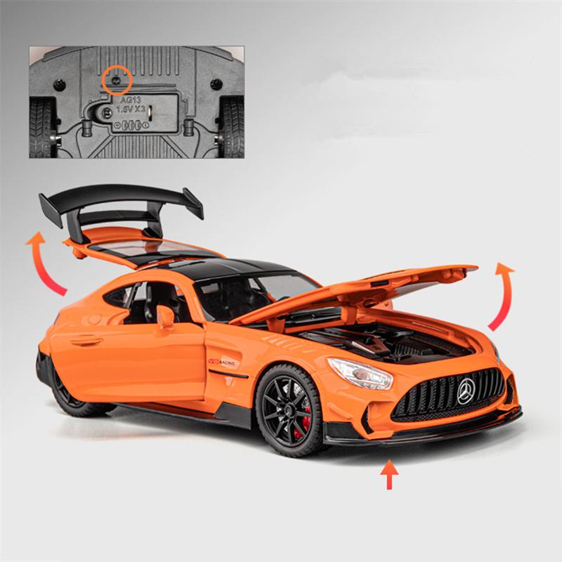 CHUG6 1/24 Benzs-GT GTR Alloy Sports Car Model Diecast & Toy Vehicles Metal Racing Car Model High Simulation Sound and Light Kids Gift