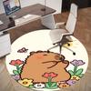 1pc Bear Flowers Round Chair mat office Area Rug - Non-Slip, Floor Mat for Office, Bedroom, and Indoor Decor p127157