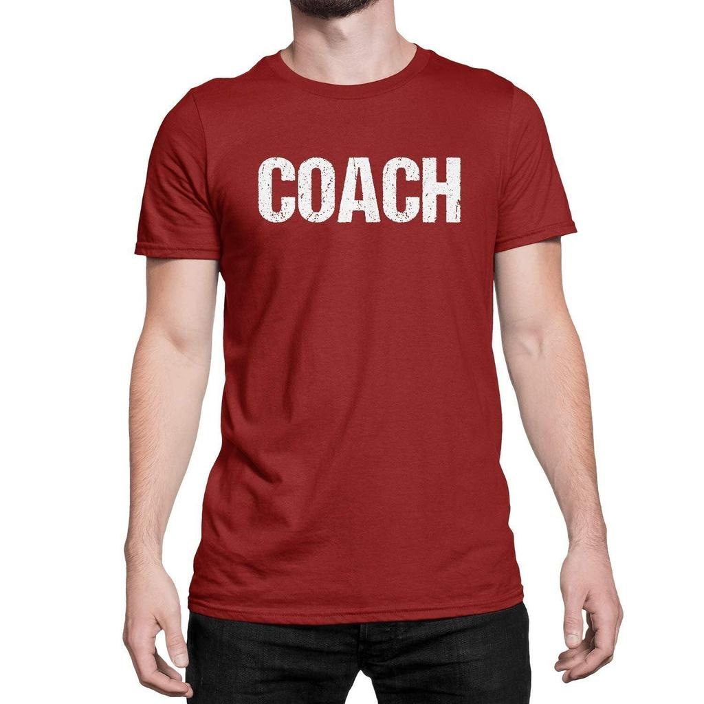 Бордовая и белая футболка Coach для взрослых Мужская футболка с трафаретной печатью Унисекс футболка для тренеров