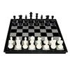 Portable 2-in-1 Chess & Checkers Set with Folding Magnetic Board - Size Medium (Black & White)