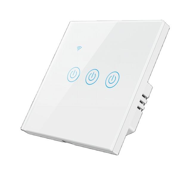 SLS WiFi Smart Touch Switch 3 Gang ABS Wall Light Switch Remote Control EU Standard Single Live Wire Google Alexa 240V
