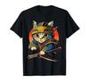 Japanese Art Cat Ninja Anime Style Samurai Cat Ukiyo-e T-Shirt