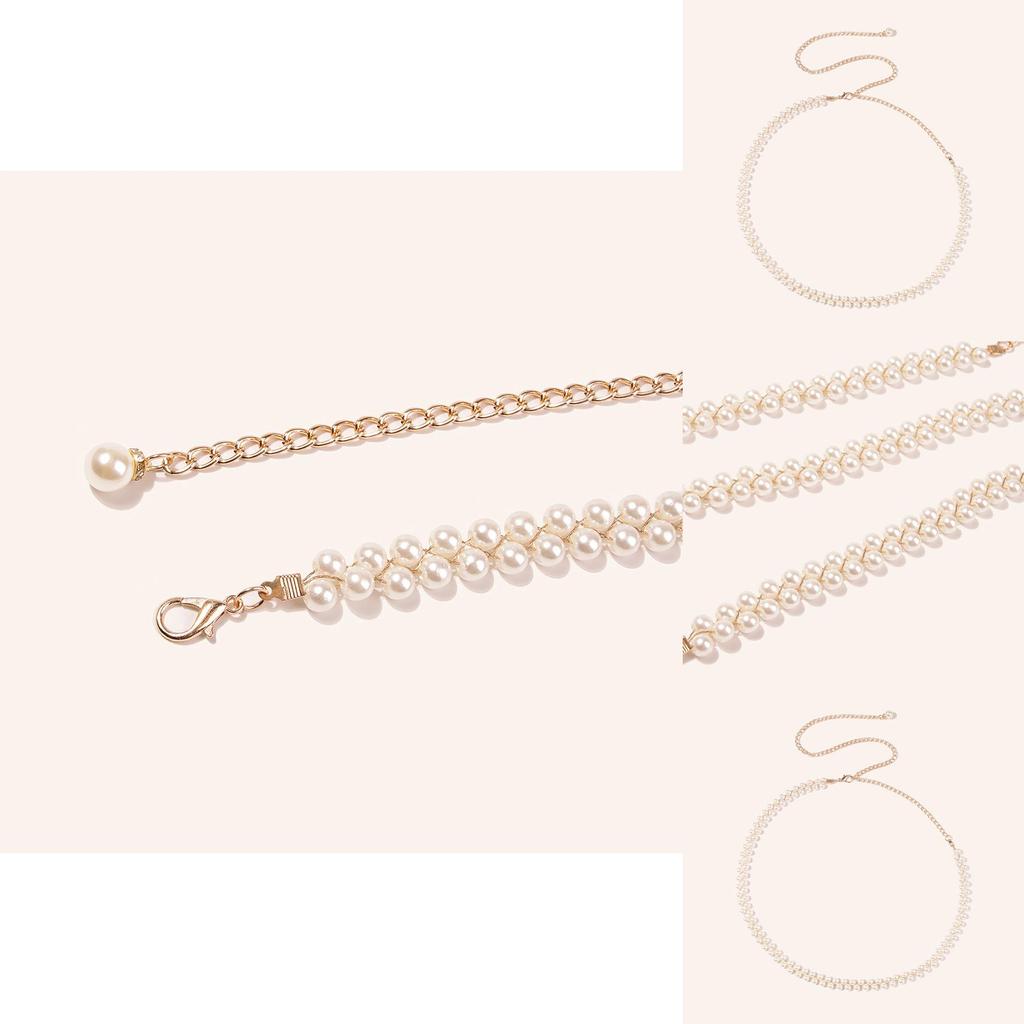 Pearl Waist Belt For Women With Gold Thread And Length For Casual Daily Use