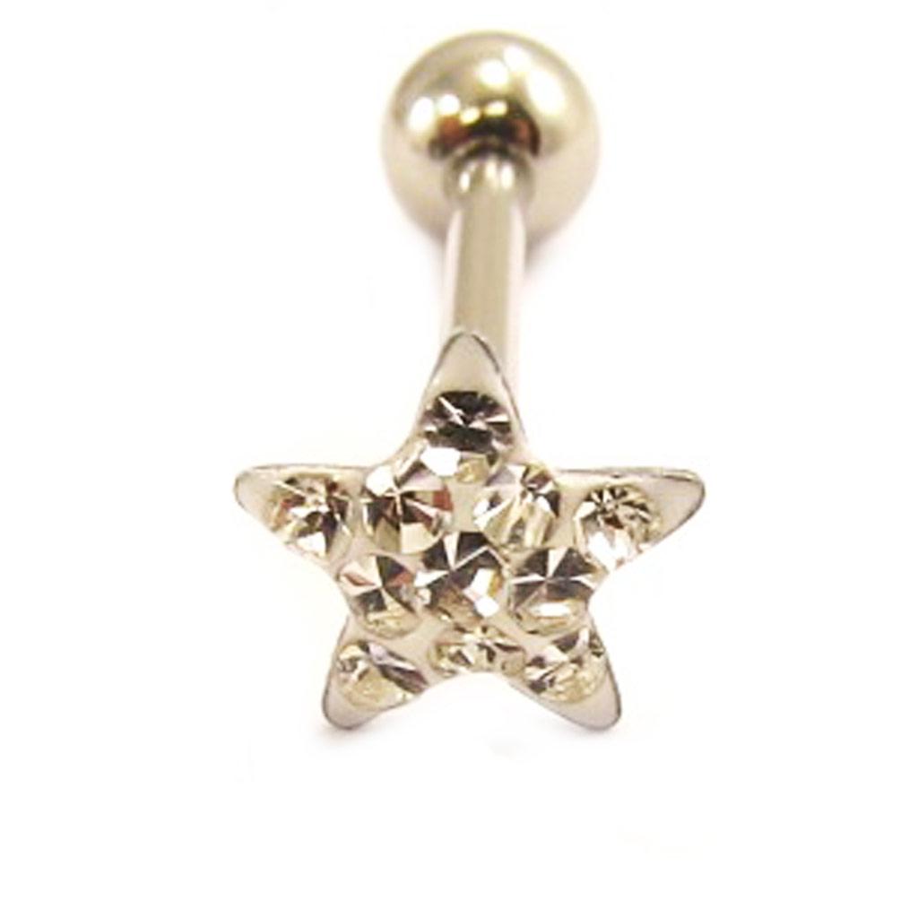 Les Trésors De Lily [L4503] - White 'Star' Steel Barbell