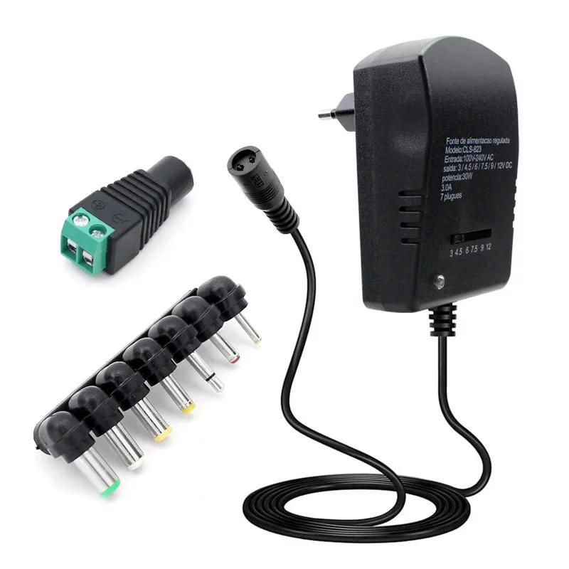 Регулируемый импульсный источник питания 12 В, вольтовый трансформатор AC 220 В в DC 3 В 4.5 В 6 В 7.5 В 9 В 12 В, источник питания с 7 разъемами DC типа «мама»