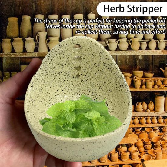 Yousheng Herb Stripper Bowl Efficient Leaf Removal Tool for Kale Herbs Multipurpose 4-Hole Herb Peeler Kitchen Essential