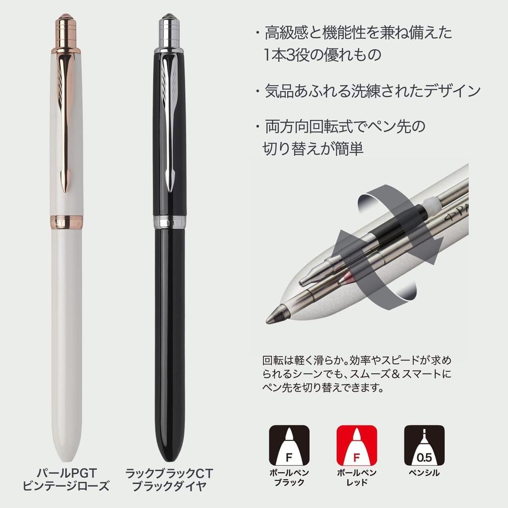 PARKER Multifunctional Pen Sonnet Pearl PGT Crystal Vintage Rose 3in1 Ballpoint Pen 2 Colors and Mechanical Pencil Gift Box Genuine Imported Product
