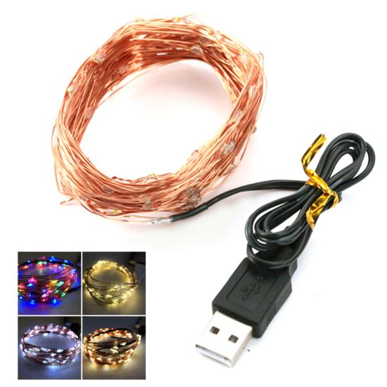 2/5/10 м Водонепроницаемая Медная USB Светодиодная Гирлянда 5 В Струнный Свет Свадебная Вечеринка Декор