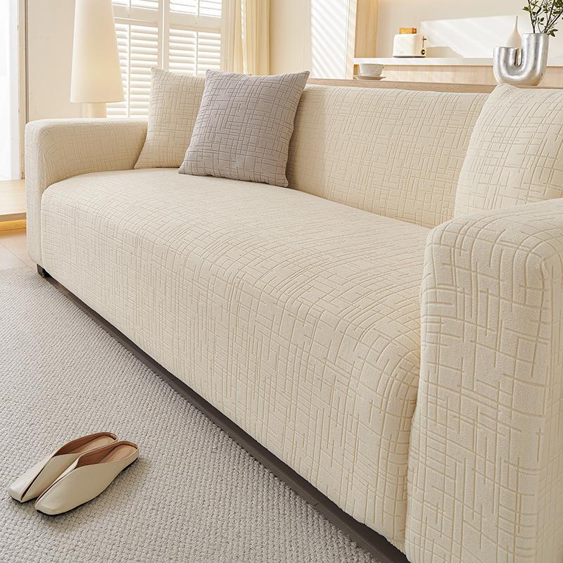 Retro Style Thickened Polar Fleece Sofa Cover New Anti Slip Elastic Sofa Cover All Inclusive Universal Cover