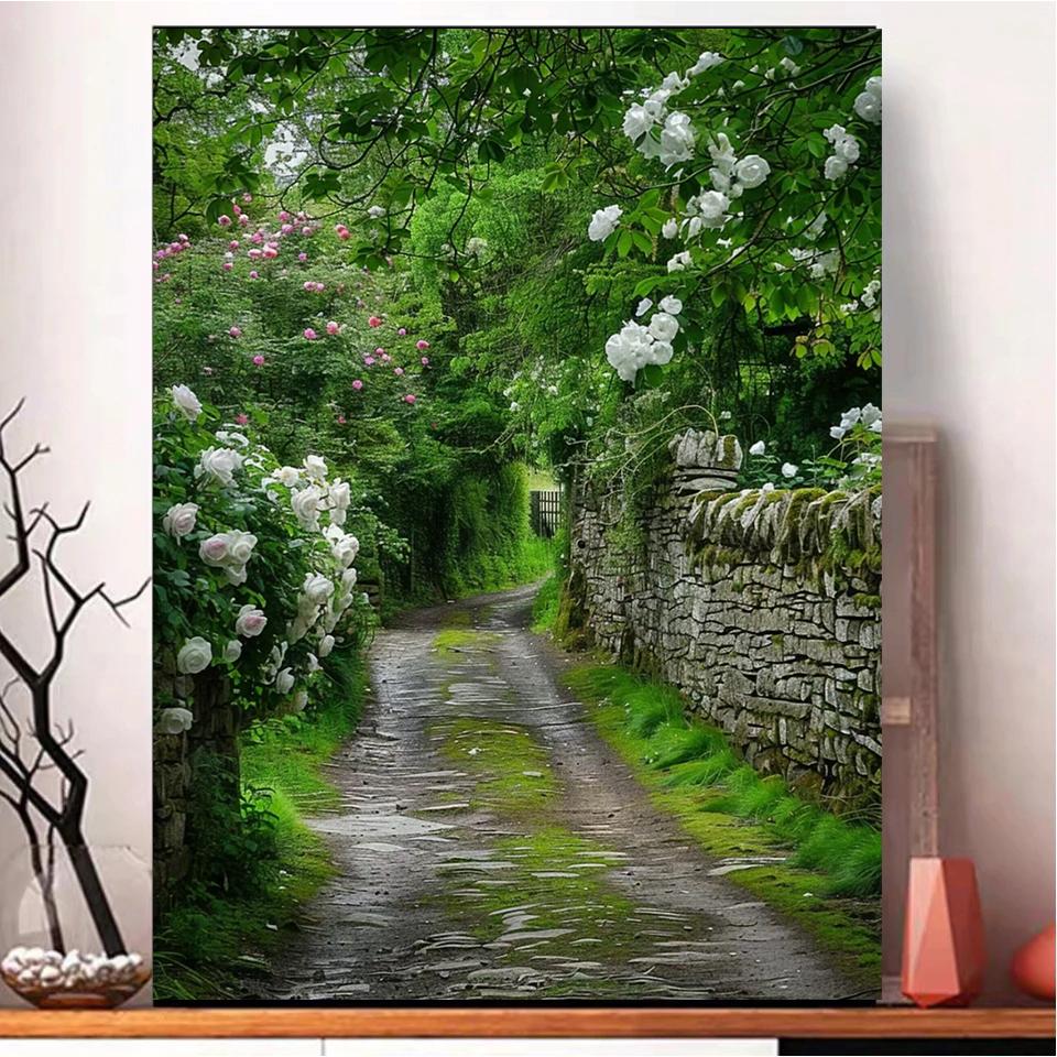 Сельский небольшой мостик цветочный пейзаж 5D Diy Алмазная картина крест вышивка алмазная мозаика вышивка домашний декор