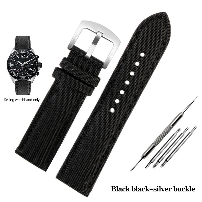 20 22 24mm Fiber Nylon Leather Watchband For TAG Heuer F1 Racing Car Diving Strap Rossini 519955 Mido Canvas Watch Band Bracelet
