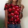 Fresh Fruit Pattern T-Shirt For Women Cherry Lemon 3D Printed Tees Summer Harajuku Street O-Neck Tops Short Sleeve T Shirts