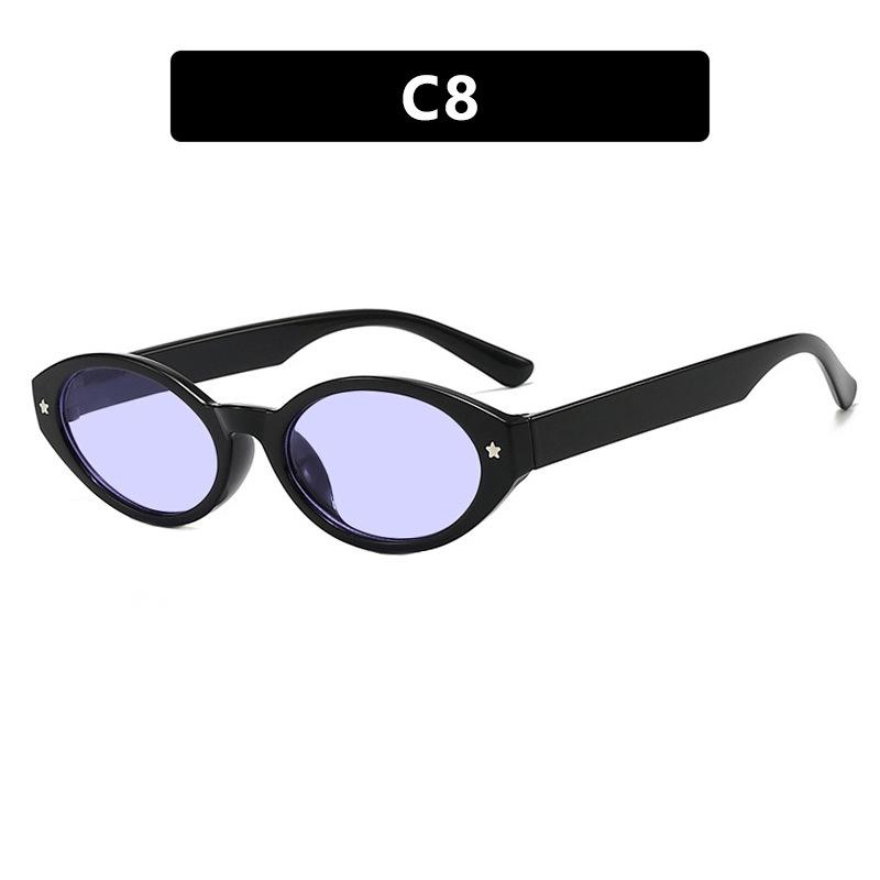 Black Small Oval Women Sunglasses Fashion Leopard Print Retro UV400 Protection Colorful Shades