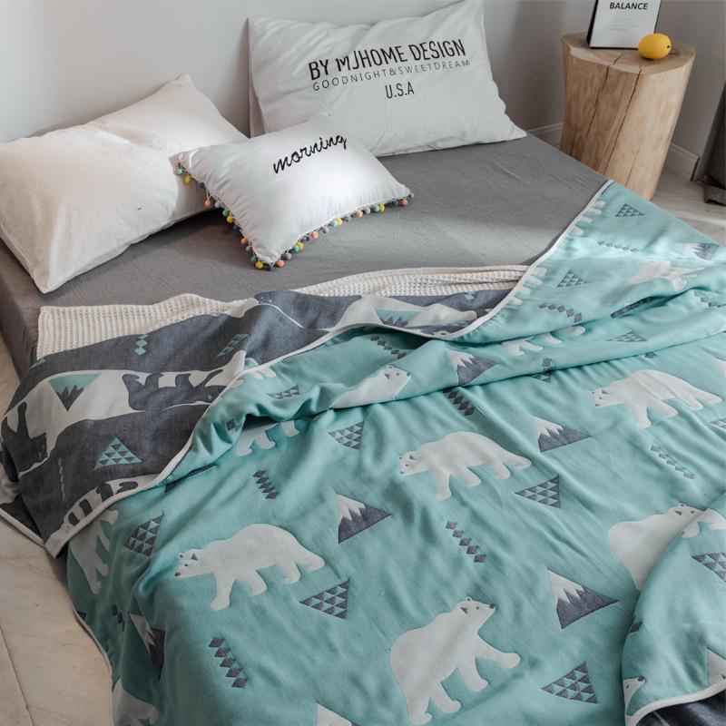 Новое хлопковое шестислойное марлевое одеяло представляет собой одинарное двойное одеяло с кондиционером, хлопковое диванное полотенце, четырехсезонное одеяло для обеденного перерыва.