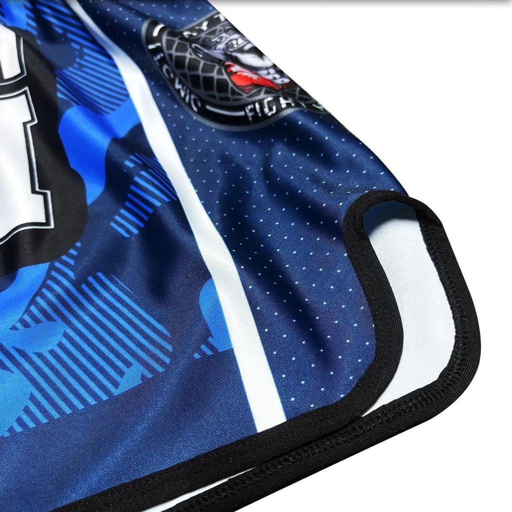 Синий Камуфляж Муай Тай Кикбоксинг Бокс ММА ЮФС Повседневные Шорты Спортзал Спорт Унисекс Мужские Женские Тренировка Быстросохнущие Принт Эластичная Высокая Талия Тренировочные