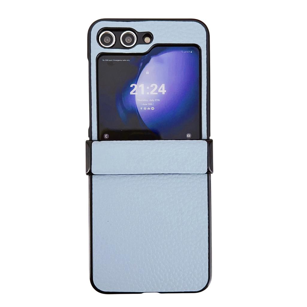 For Samsung Galaxy Z Flip7 FE 5G/Z Flip6 5G Case Hinge Protection Litchi Texture Leather + PC Phone Cover