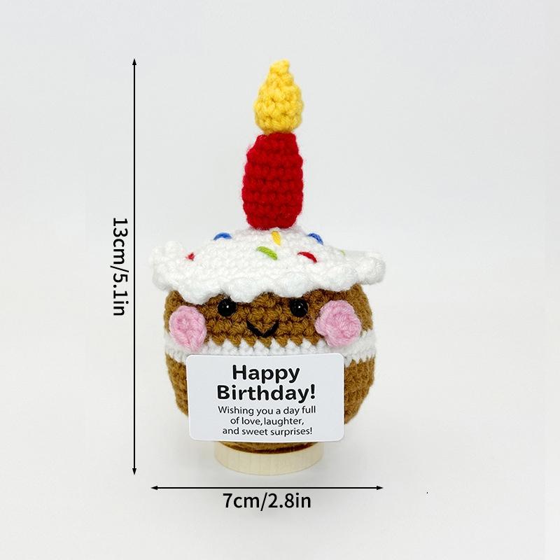 Positive Mini Animals Doll Crochet Bee Doll With Card Handmade Knitted Animals Inspirational Doll Thank You Gift For Women Men