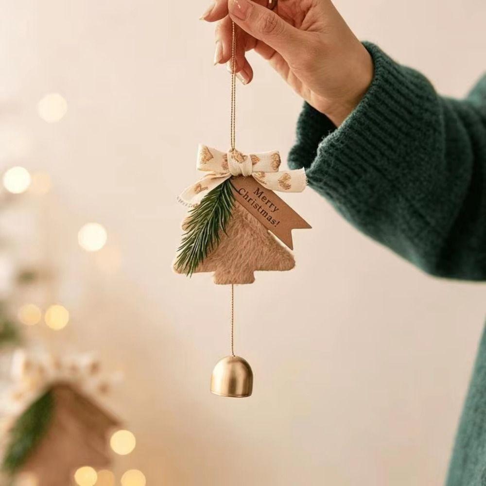 Plush Christmas Tree Xmas Decor Bell Pendant Soft Xmas Hanging Decoration Home Party
