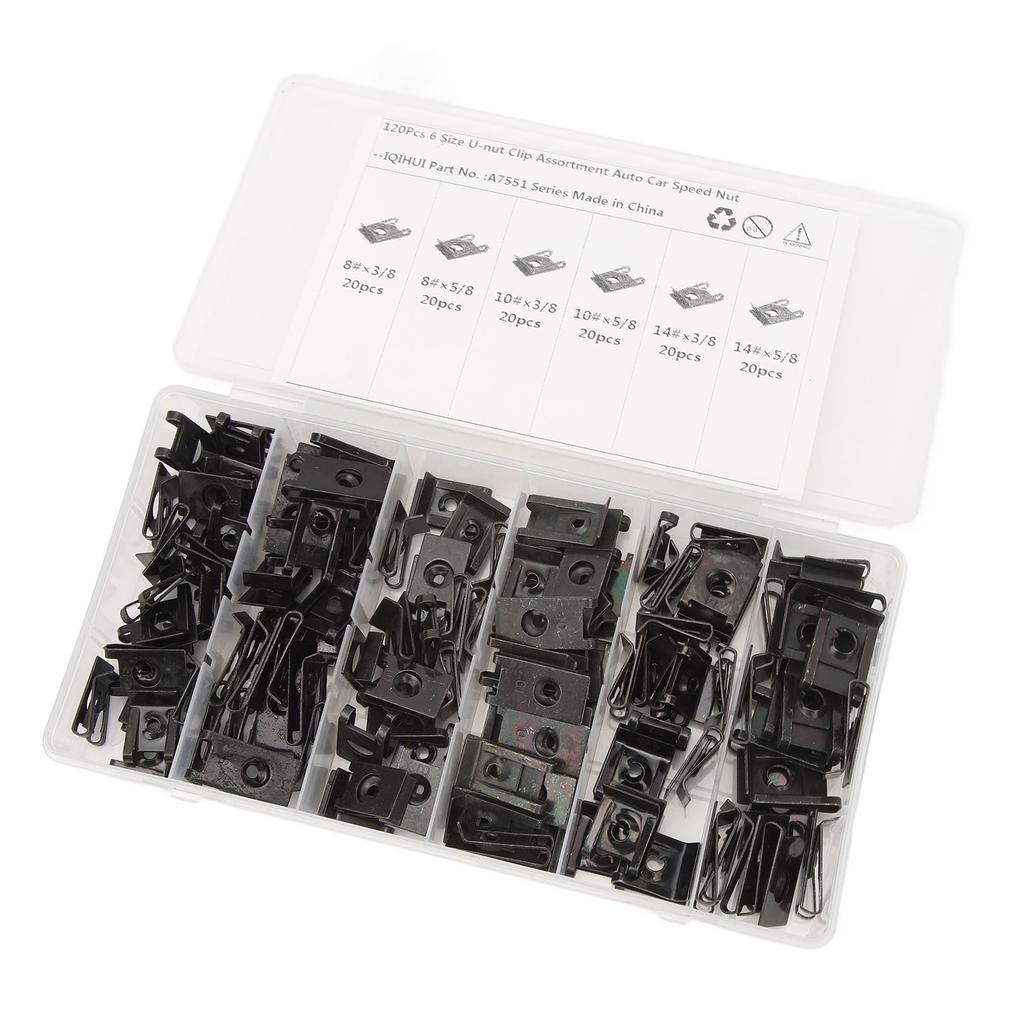 U Nut Clip Kit Stable Fixing High Strength 6 Size U Nuts Set for Car Plane Truck