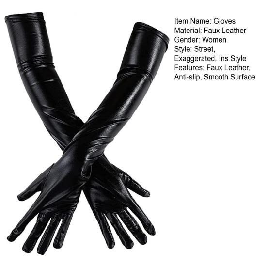 1 пара женских перчаток для косплея с покрытием из искусственной кожи с пятью пальцами, противоскользящие, для ночного клуба, сцены