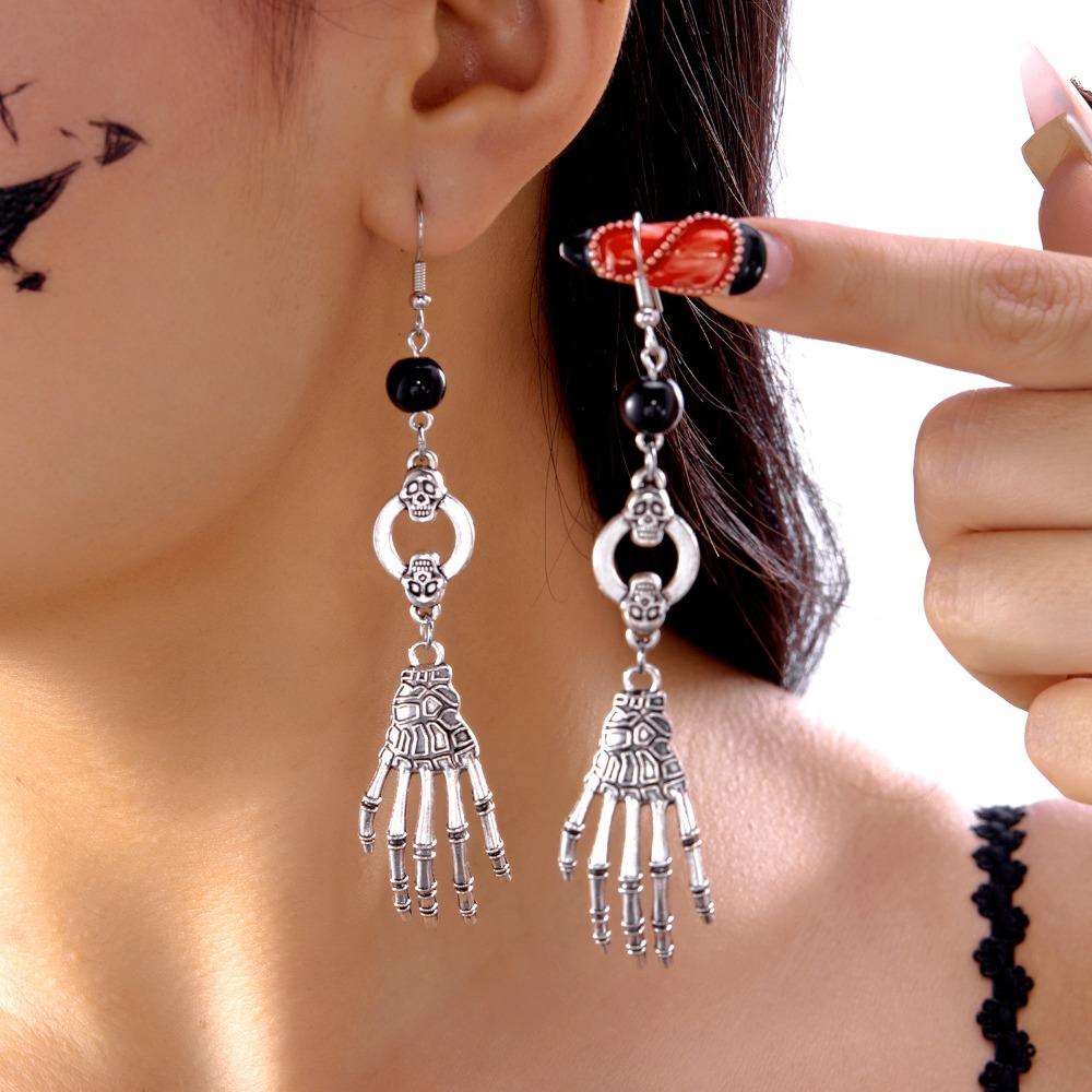 Punk Style Halloween Dangle Earrings Spider Skull Earrings Cool Skeleton Pendant Earrings  Festival