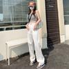 Wide-leg jeans women's spring and autumn new straight loose high waist drape thin white floor pants tide