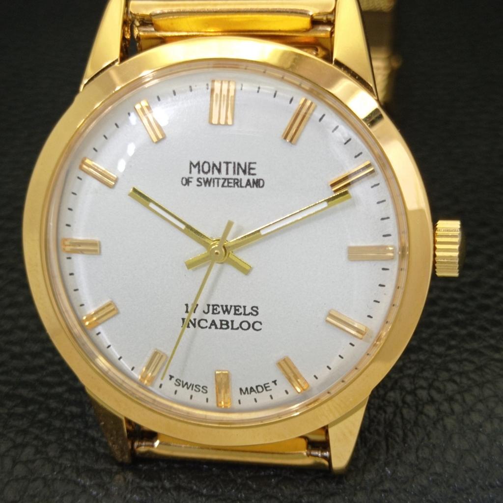 ШВЕЙЦАРСКИЕ ВИНТАЖНЫЕ МУЖСКИЕ ЧАСЫ MONTINE С РУЧНЫМ ЗАВОДОМ, ОТРЕСТАВРИРОВАННЫЕ, С БЕЛЫМ ЦИФЕРБЛАТОМ a441564-5