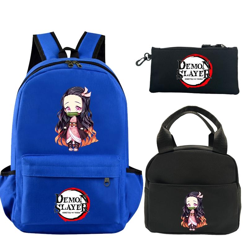 3 шт./компл. рюкзак «Убийца Демонов» с принтом, сумка для обеда, пенал для подростков, детский школьный рюкзак для девочек и мальчиков
