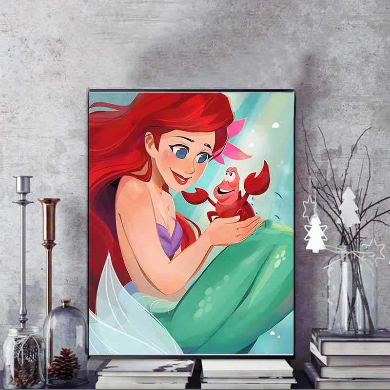 Disney Алмазная живопись 'Исцеляющие иллюстрации Ариэль и Себастьяна' 5D Алмазная вышивка Искусство Вышивка крестом Декор комнаты