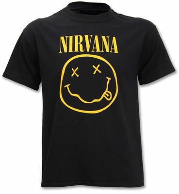 Официальная футболка Nirvana Счастливое лицо Улыбка Черный Гранж Курт Кобейн Новая S до XXL