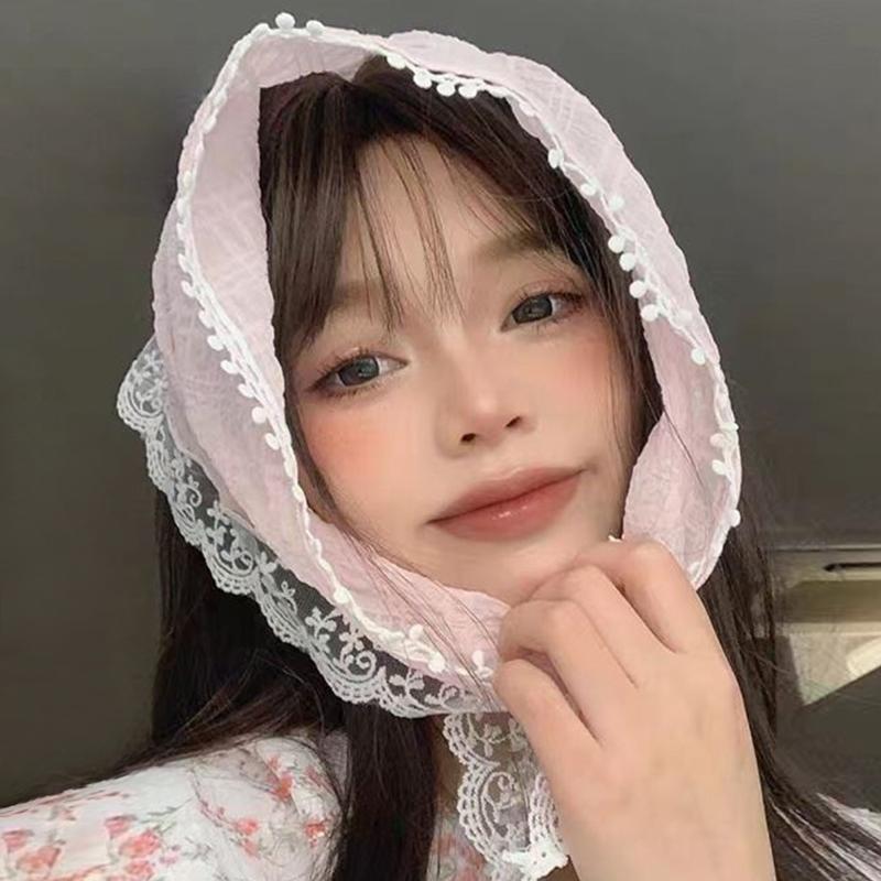 Французский пасторальный стиль кружевной треугольный шарф повязка на голову женские аксессуары для волос