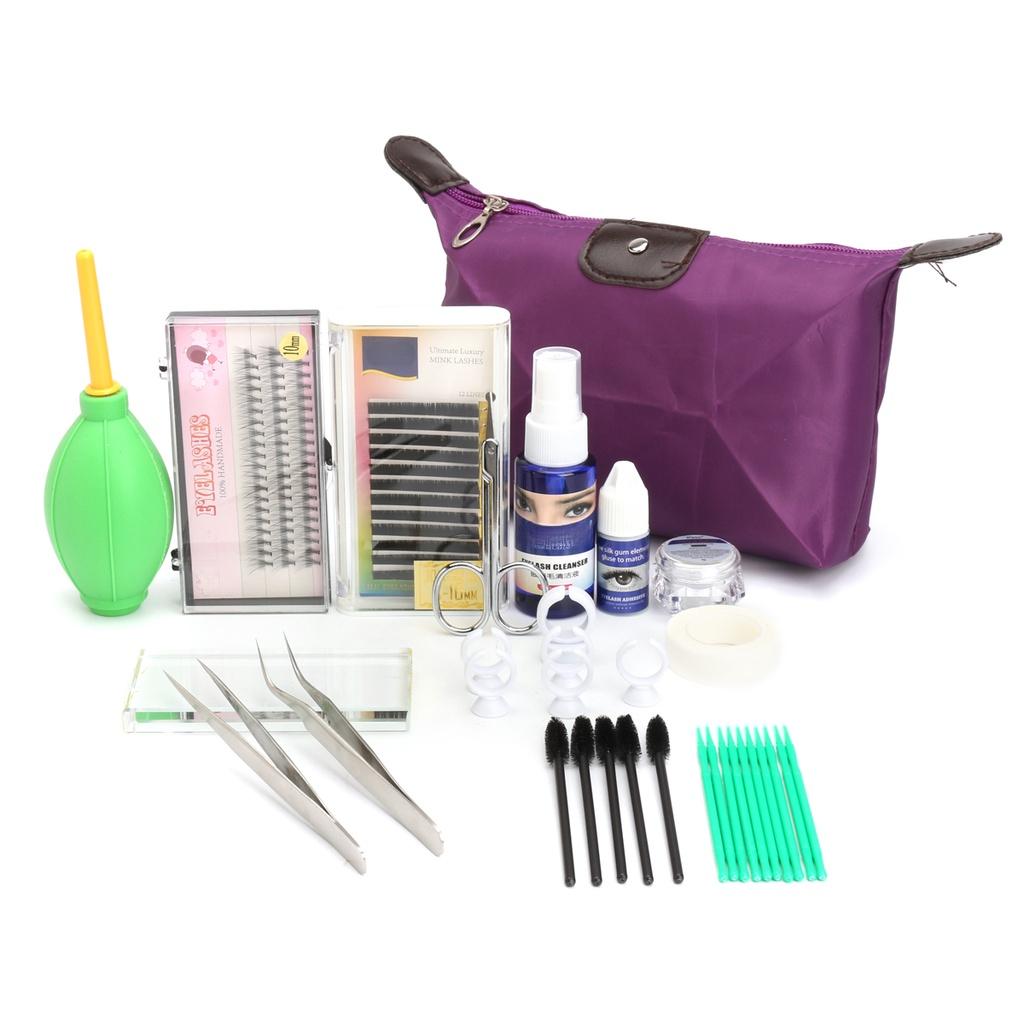 Профессиональный набор для наращивания ресниц, набор для макияжа, полуперманентный макияж, индивидуальное наращивание ресниц, завивка, клей, наборы инструментов с сумкой 16 в 1