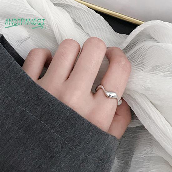 Кольцо на палец с гладким гальваническим покрытием - регулируемая геометрическая форма, декоративная полировка, однотонная неравномерная волна, ювелирные изделия для помолвки