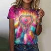 Summer Dreamcatcher 3D Printed Women's Harajuku Style Round Neck Short Sleeved T-shirt