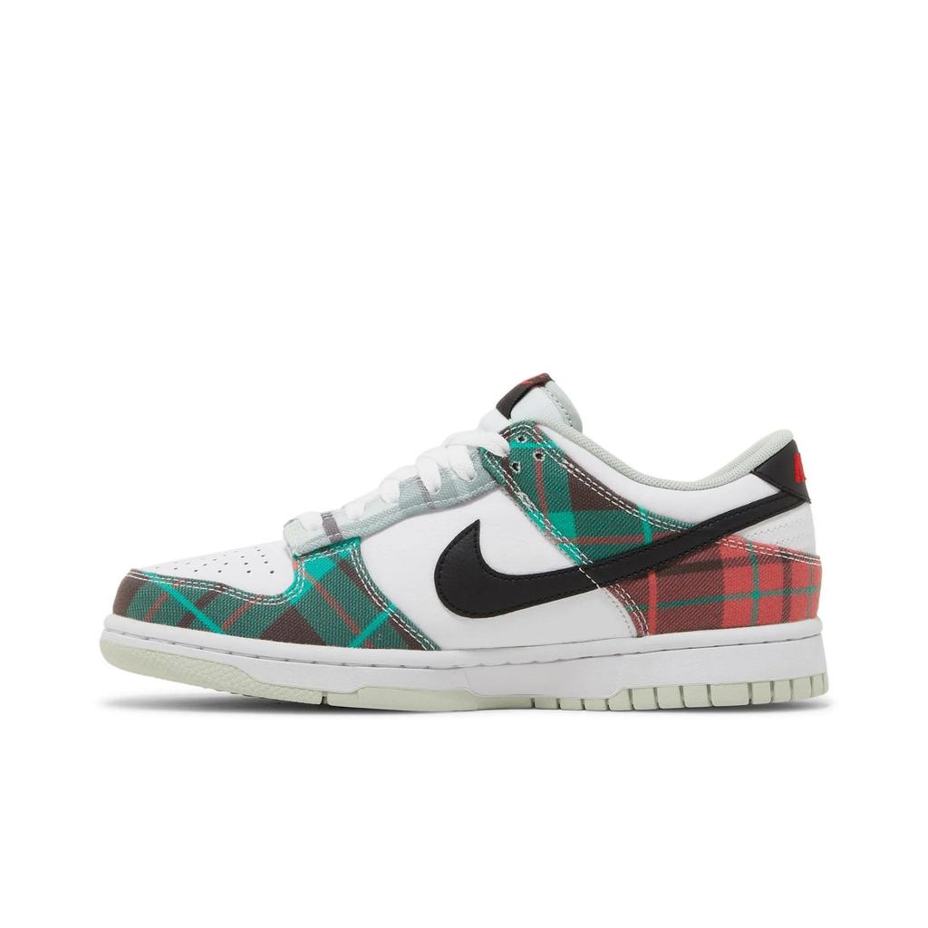 Nike Dunk Low SE Grade School 'Tartan Plaid' (Unisex) White / White / University Red / Black Kids' Skateboarding Shoes DV8919 100