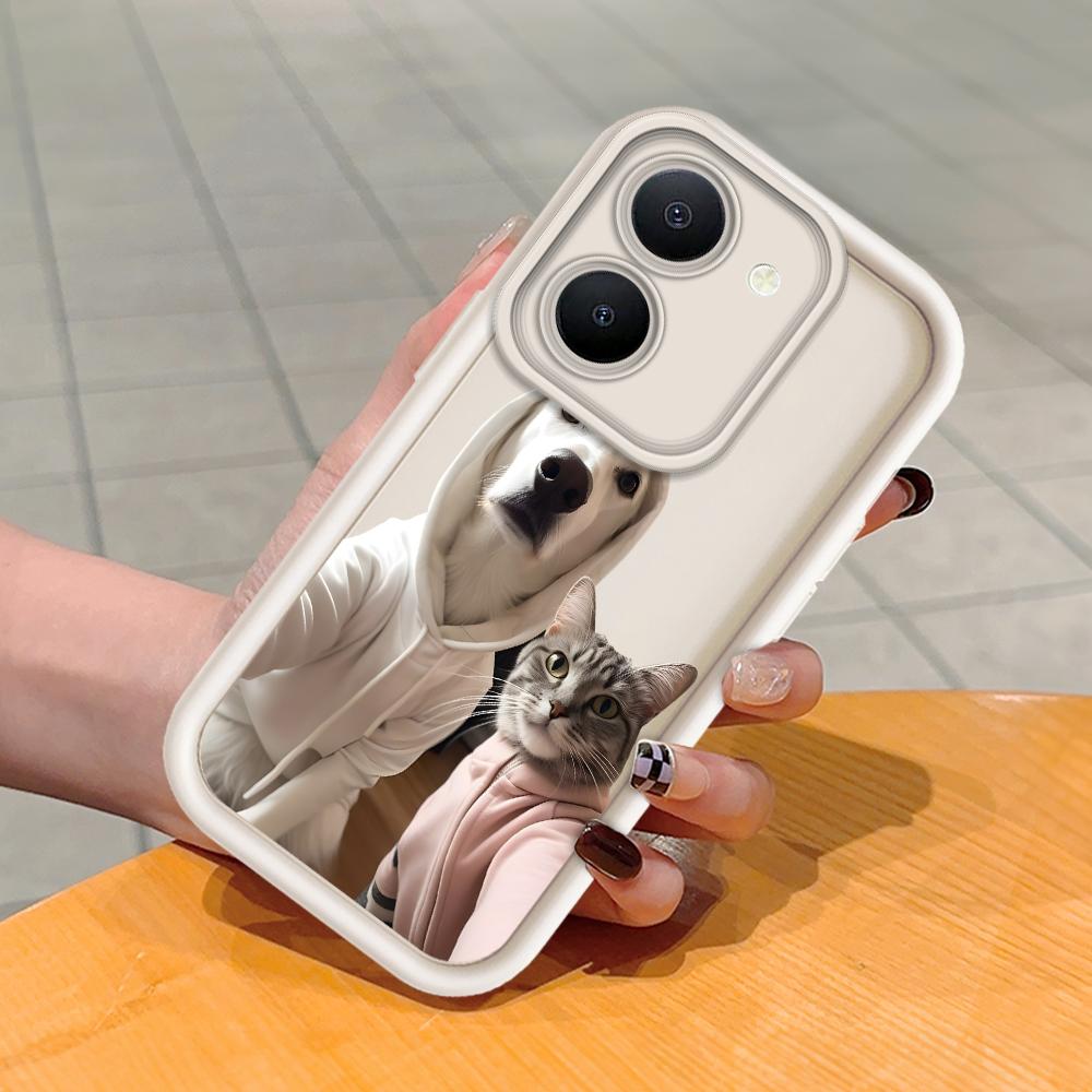 Cats Dogs Group Photo Soft Silicone Phone Casing Full Cover Camera Shockproof Protection Rubber Case for Vivo
