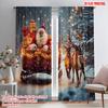 2pcs,2D Plane Printing Popular Curtain Panels Santa Sleigh Reindeer Christmas Lights (2) Versatile Durable Polyester (without