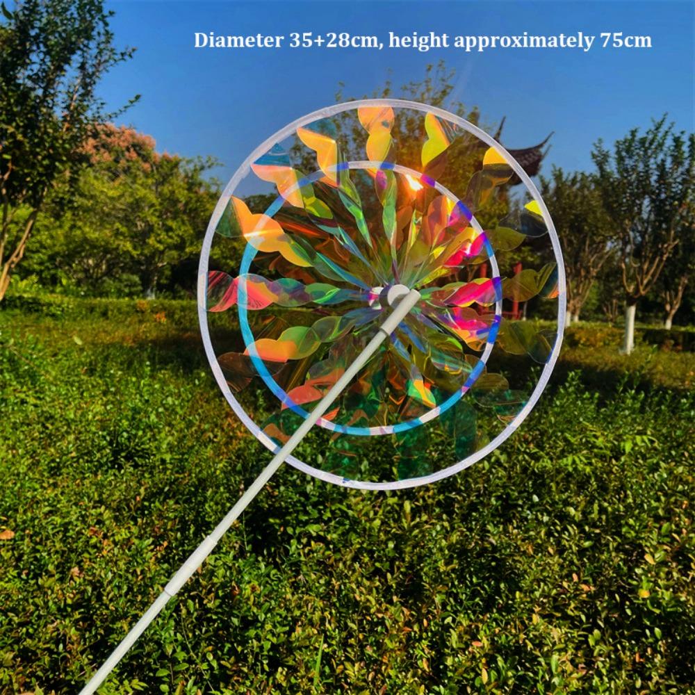 Разноцветные лазерные пленки, ослепительные, ветряк, двухслойный ПВХ, вращающаяся вертушка, меняющая цвет, яркая