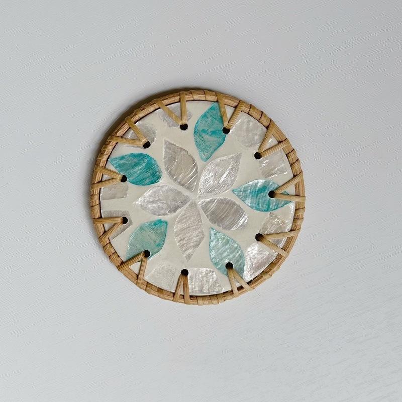 Handmade Seashell Art Coaster Seashell Coaster Handcrafted Seashell Flower Pattern Table Coasters Artistic for Home for Tables