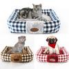Autumn and Winter Warm Pet Supplies Home Fabric Plaid Square Cat Nest Creative Pet Nest Removable and Washable Dog Nest