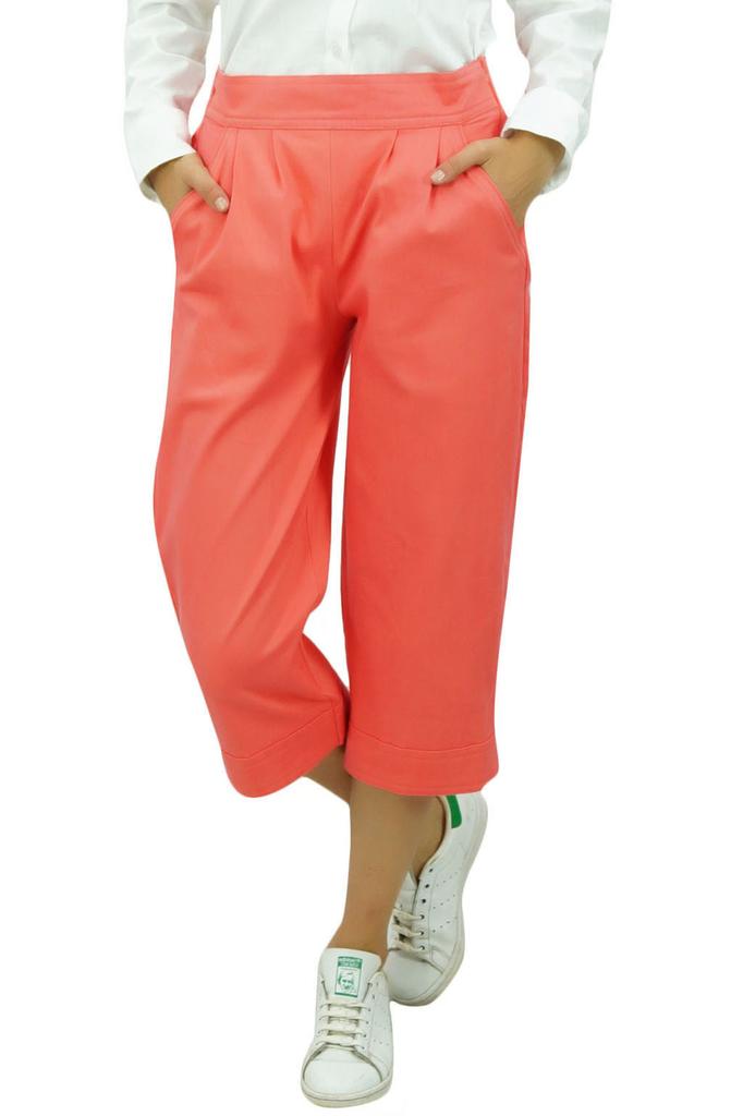 Bimba Жен. повседневные однотонные брюки-капри из хлопка и спандекса с резинкой сзади и карманами Персиковый -