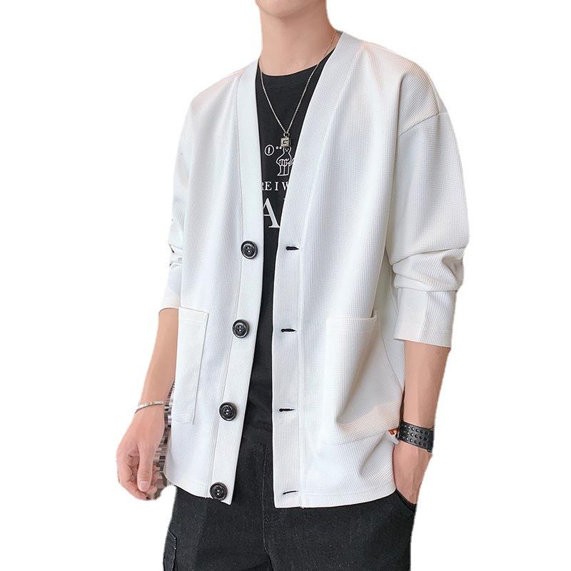 Пальто мужское весна и осень новый вязаный спортивный кардиган свитер куртка верхняя спортивная одежда мужская