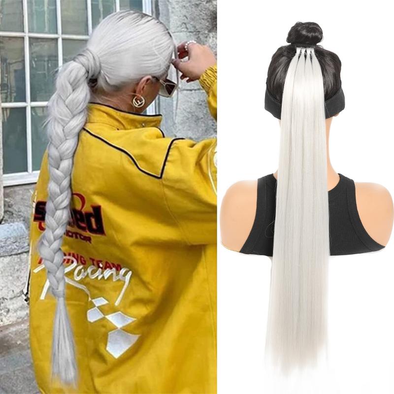 Женская длинная прямая синтетическая боксерская коса «яки», резинка для волос «конский хвост», легко носить, подходит для всех девочек